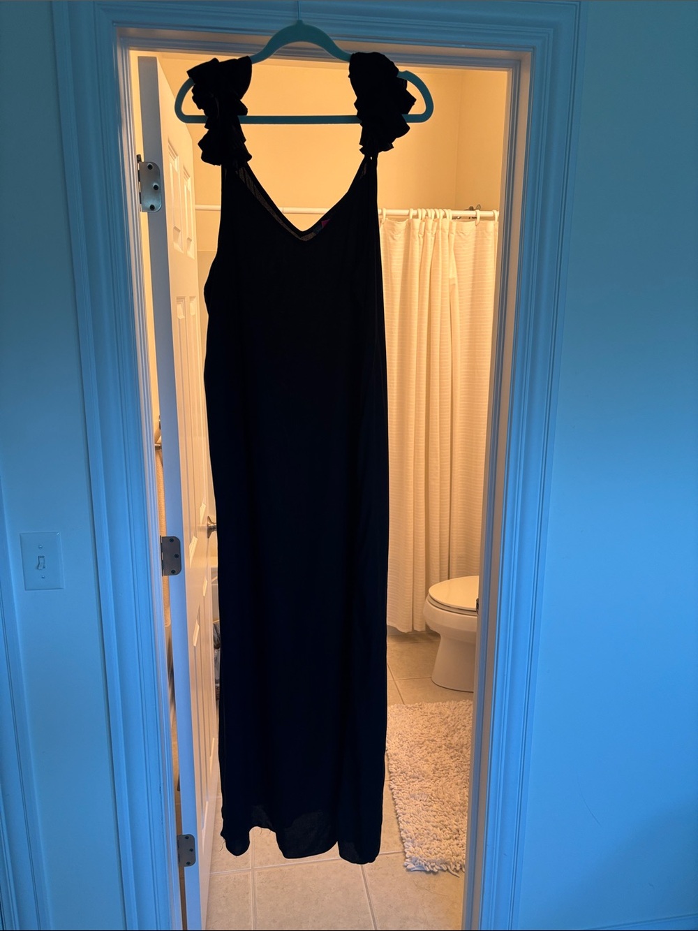 Black Ruffled Strap Maxi Dress - Women's Summer Dress